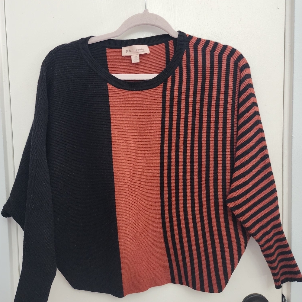 Philosophy Black and Brown Crew Neck Sweater with Modern Design